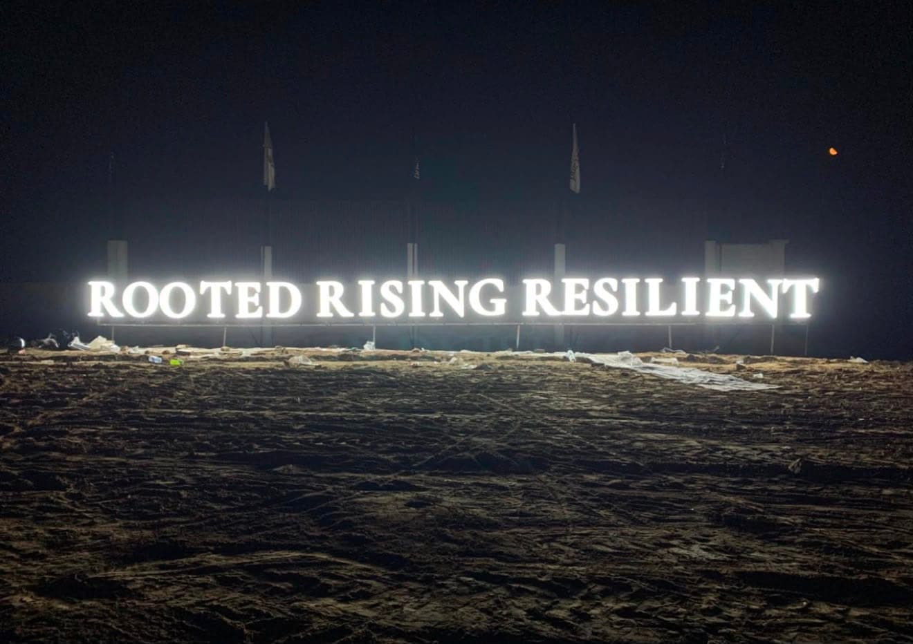 Square illuminated letter pylon sign installation by Pen to Print Advertisers, Punjab